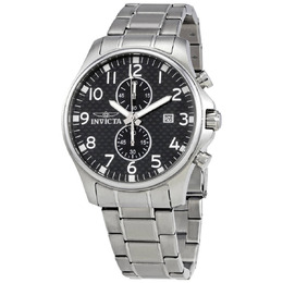 Invicta II Multifunction Black Dial Stainless Steel Mens Watch 0379