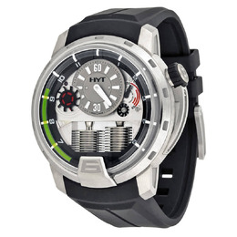 HYT H1 TItanium Grey Dial Mechanical Black Rubber Mens Watch 148-tt-11-gf-ru