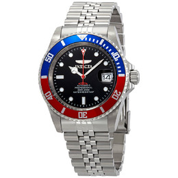 Invicta Pro Diver Automatic Pepsi Bezel Black Dial Mens Watch 29176