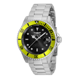 Men's Invicta Pro Diver 35842 Silver-tone Steel Bracelet Automatic Movement Watch with Black Dial