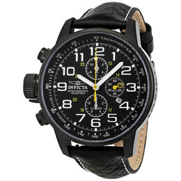Invicta Lefty Chronograph Black Dial Black Leather Mens Lefty Watch 3332