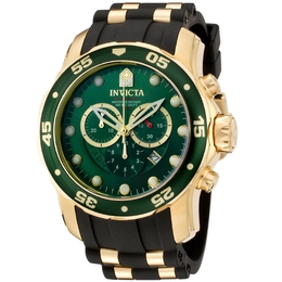 Invicta Pro Diver Chronograph Green Dial Black Polyurethane Mens Watch 6984