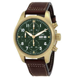 IWC Pilot Spitfire Chronograph Automatic Green Dial Mens Watch iw387902