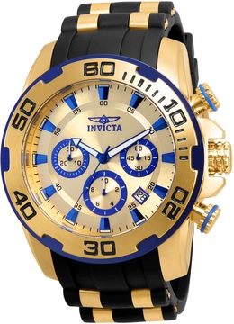 Invicta Pro Diver Chronograph Quartz Gold Dial Mens Watch 22308