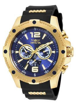 Invicta I-Force Multi-Function Blue Dial Black Polyurethane Mens Watch 19659