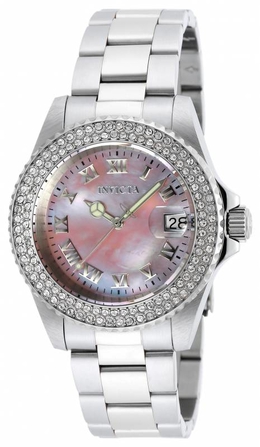 Invicta Angel Pink Mother of Pearl Dial Stainless Steel Ladies Watch 19874