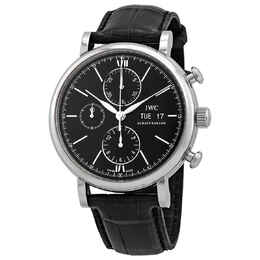 IWC Portofino Chronograph Automatic Black Dial Mens Watch 3910-29 iw391029