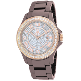 Jivago Ceramic Crystal Pave Dial Ladies Maroon Watch JV9416