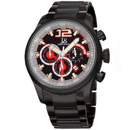 Joshua & Sons JX134BK Quartz Mens Watch - Analog Black Dial with Date Display and Chronograph Sub-Dials
