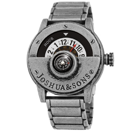 Joshua & Sons JX139SS Quartz Compass White Dial Mens Watch