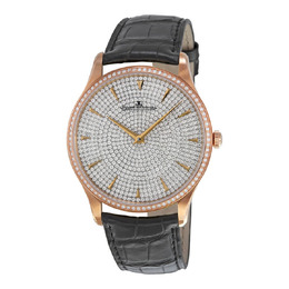 Jaeger LeCoultre Master Ultra Thin Small Second Gem-Set Dial Black Leather Mens Watch q1352507