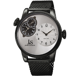 Joshua & Sons JX154BK Mens Watch - Silver Dial Quartz Analog with Black Mesh Bracelet