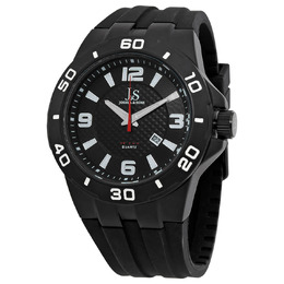 Joshua & Sons JX115BK Mens Quartz Black Dial Silicone Watch
