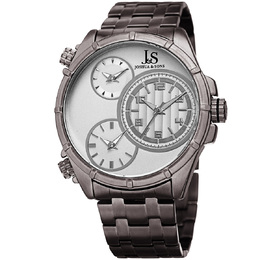 JOSHUA & SONS QUARTZ SILVER TRIPLE TIME ZONE DIAL MEN'S WATCH JX128GN