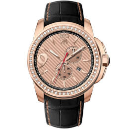 Jivago Gliese Rose Gold Dial Black Leather Mens Watch JV1535