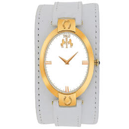 Jivago Good Luck Mens Watch, Silver Dial and White Leather Strap - Model JV1837