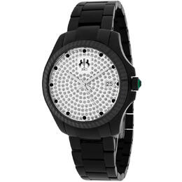 Jivago Jolie Silver With Pave Diamonds Dial Black Stainless Steel Ladies Watch jv3211