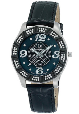 JS-17-SS Joshua & Sons Black Mother of Pearl Mens Watch