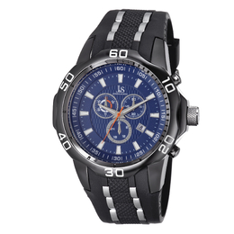 Joshua & Sons Chronograph Mens Watch Blue Dial Black Silicone JS50BK