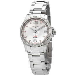 Longines Conquest V.H.P. Quartz Diamond White Mother of Pearl Dial Ladies Watch l3.316.0.87.6