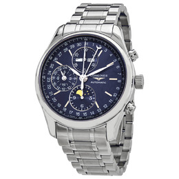 Longines Master Collection Mens Chronograph Moon Phase Automatic Sunray Blue Dial Watch L2734926