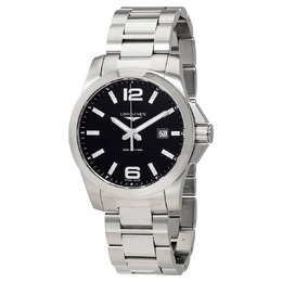 Longines Conquest Black Dial Stainless Steel Mens 43mm Watch l37604566