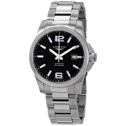 Longines Conquest Black Dial Automatic Mens 41mm Watch l3.777.4.58.6