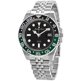 Mathey-Tissot Mathy Vintage GMT Quartz Black Dial Sprite Bezel Mens Watch h903anv