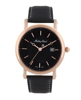 Mathey-Tissot City Black Dial Black Leather Mens Watch Hb611251pn