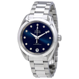 Omega Seamaster Automatic Diamond Blue Dial Ladies Watch 220.10.34.20.53.001