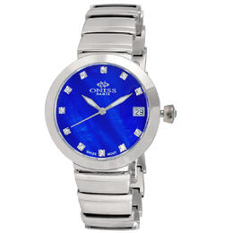 Oniss ON5559SS Ladies Quartz Watch Blue Dial with Stainless Steel Bracelet and Case