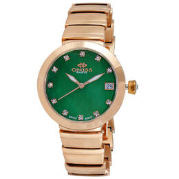 Oniss ON5559SS - Ladies Quartz Green Dial Watch with Rose Gold-tone Accents