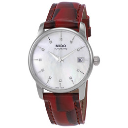 Mido m0072071610600 Baroncelli Automatic Diamond White Mother of Pearl Dial Ladies Watch