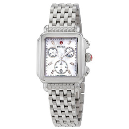 Michele Deco Chronograph Quartz Diamond White Mother of Pearl Dial Ladies Watch mww06a000778