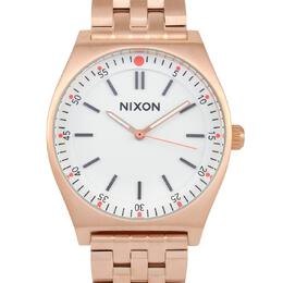 Nixon Crew Series Quartz Analog Watch for Women - Rose Gold Case and Bracelet with Silver Dial