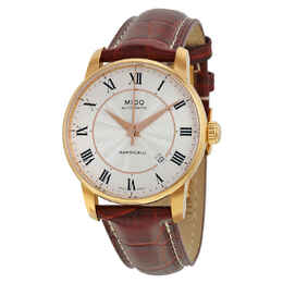 Mido Baroncelli Silver Dial Brown Leather Mens Watch m86002218
