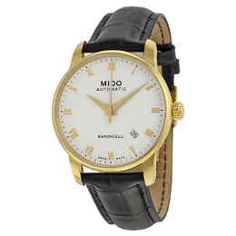 Mido Baroncelli II Automatic White Dial Black Leather Mens Watch m86003264