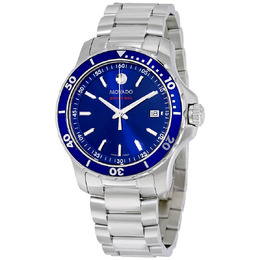 Movado Series 800 Blue Dial Stainless Steel Mens Watch - Model 2600137