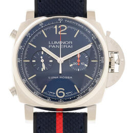 Panerai Luminor Chrono Luna Rossa Chronograph Automatic Blue Dial Mens Watch pam01303