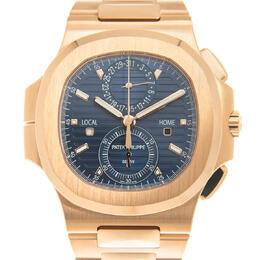 Pre-owned Patek Philippe Nautilus Chronograph Blue Dial Mens Watch 5990-1r-001