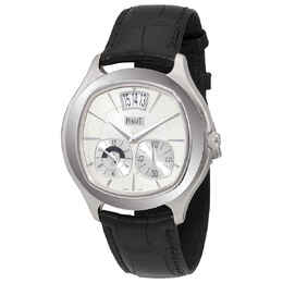 Piaget Emperador Coussin Silver Dial Black Leather Automatic Mens Watch GOA32016 g0a32016