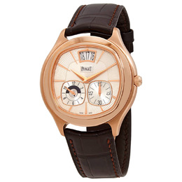 Piaget Emperador Automatic Silver Dial Brown Leather Mens Watch g0a32017