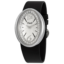 Piaget Limelight Magic Hour Silver Dial 18kt White Gold Diamond Black Satin Ladies Watch g0a32099
