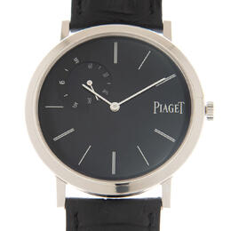 Piaget Altiplano Mechanical Black Dial Black Leather Mens Watch g0a34114