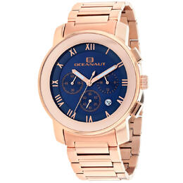 Oceanaut Riviera Chronograph OC0335 Mens Watch - Rose Gold/Titanium Steel Case, Blue Dial