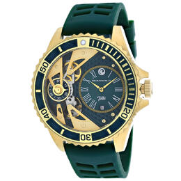Oceanaut Tide Quartz Green Dial Mens Watch OC0995 Yellow Gold-tone Stainless Steel Case Green Rubber Strap Analog Date Display