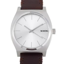 Nixon Time Teller A1137-2872-00 - Ladies' Watch with Stainless Steel Case and Brown Leather Strap
