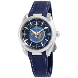 Omega Seamaster Aqua Terra World Time Automatic Chronometer Blue Dial Mens Watch 220.12.43.22.03.001