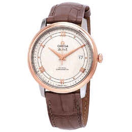 Omega De Ville Ivory Silvery Dial Automatic Mens Leather Watch 424.23.40.20.02.003