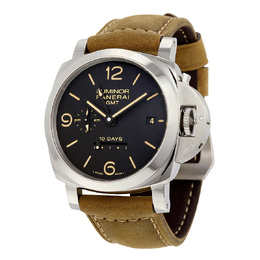 Pre-owned Panerai Luminor 1950 10 Days Gmt Automatic Black Dial Mens Watch pam00533